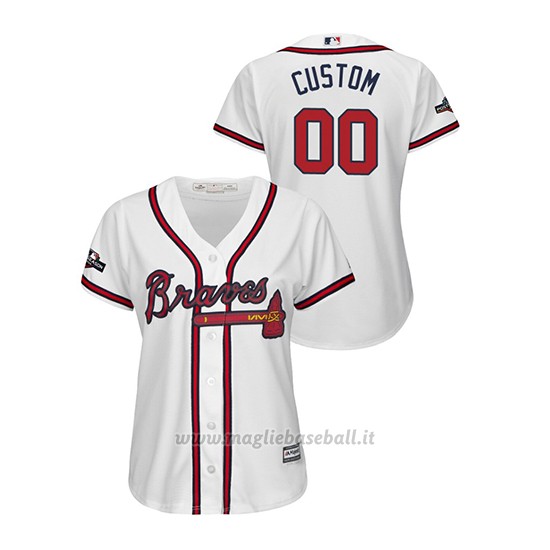 Maglia Baseball Donna Atlanta Braves Personalizzate 2019 Postseason Cool Base Bianco